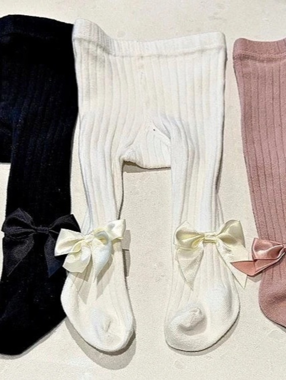 New Kids Bow Ribbed Tights 3-Pair Set